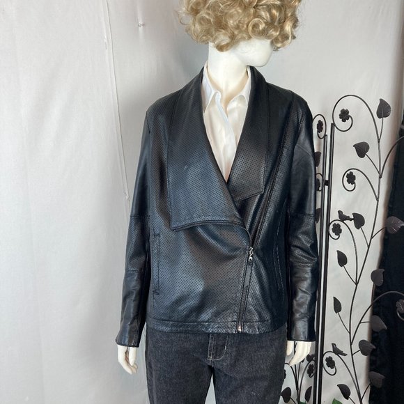 Anne Klein Leather Moto Jacket - Picture 3 of 9